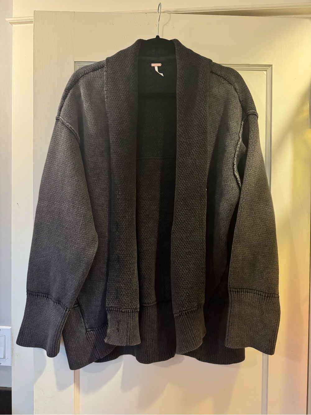 Free People Oversized Charcoal Shawl Collar Cardigan